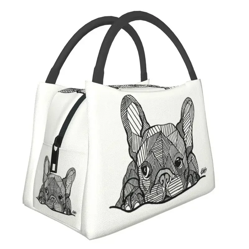 

Custom French Bulldog Puppy Facial Lunch Bags Women Warm Cooler Insulated Lunch Boxes for Office Travel