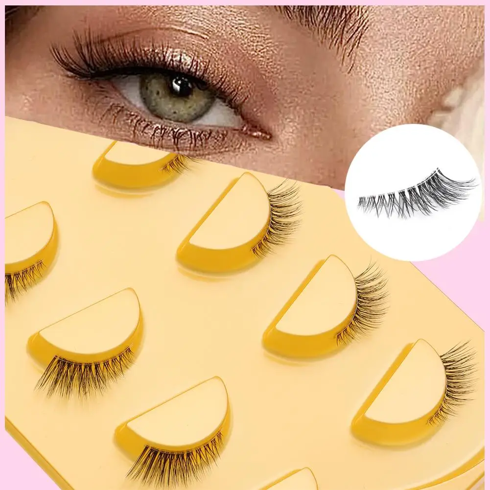 5 Pairs of Fashion 3D False Eyelashes Short Fake Eyelashes Salon Girls Fluffy Lightweight DIY Women Eyelashes Use Beauty Fa Q3V3