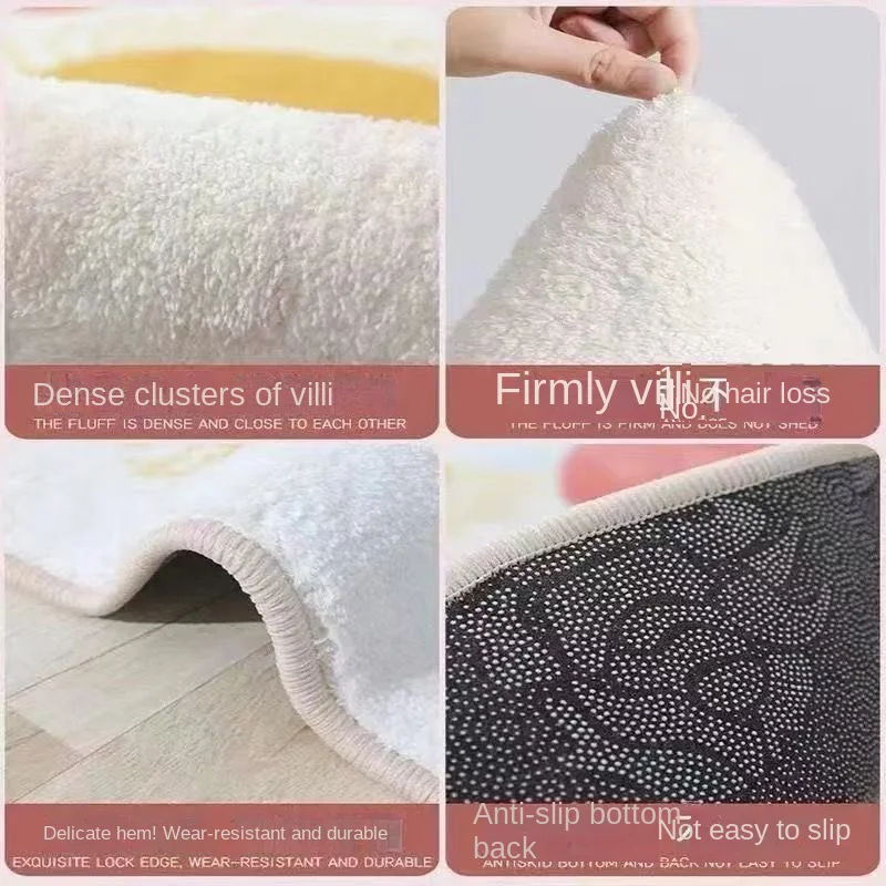 VIKAMA Cartoon Dog Rug Imitation Cashmere Strip Living Room Floor Mat Soft Non-Slip Children\'s Bedroom Bed Blanket Home Decor