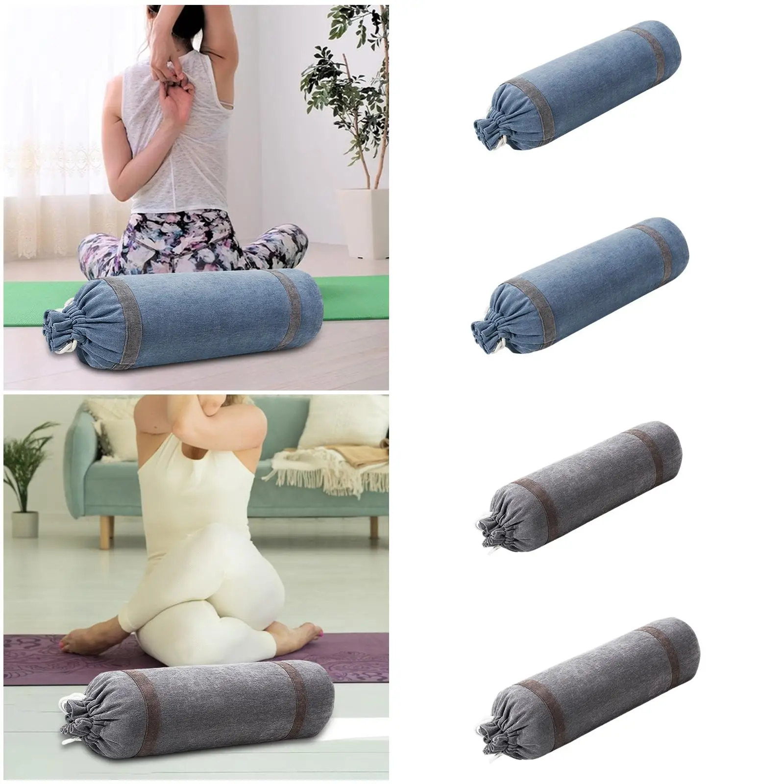 Yoga Bolster Pillow Removable Cover Lightweight Yoga Equipment for Meditation Support Restorative Yoga with Carry Handle Cushion