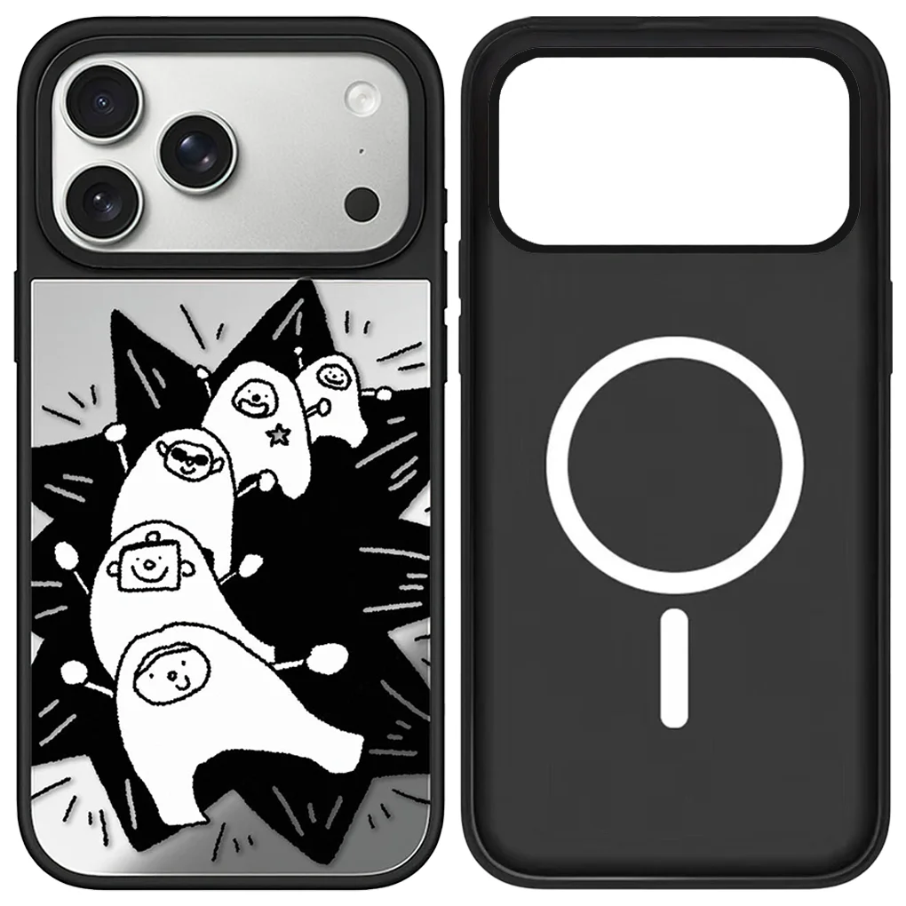 

Cute Queue Doll Mirror Surface Magnetic Case: Compatible with IPhone 17 16 15 14 13 12 Pro Max 17 Air