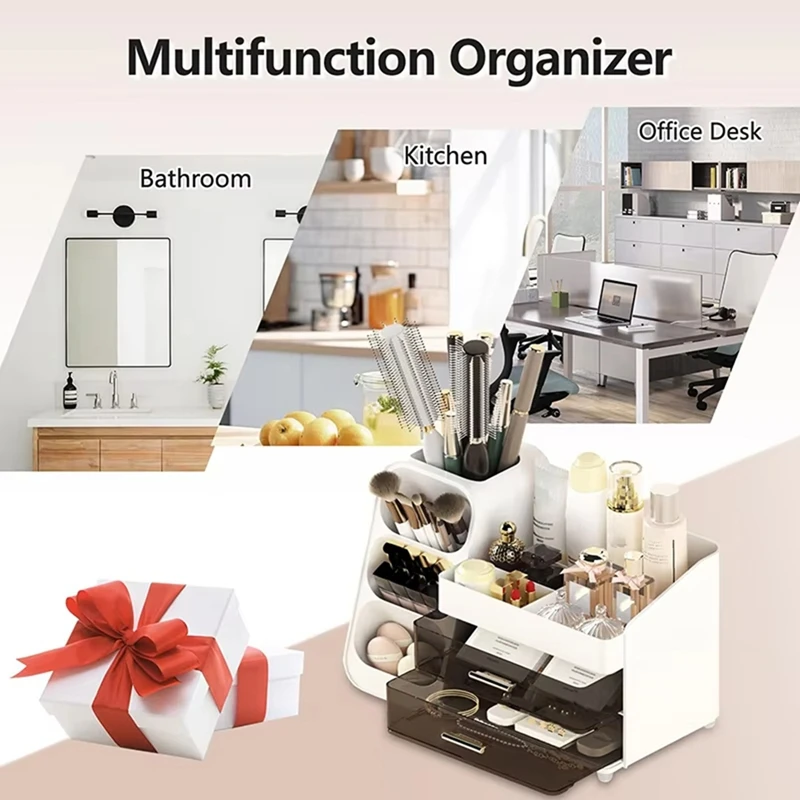 

Стиль ящика для хранения косметики, органайзер для общежития, пластиковый туалетный столик для ухода за кожей, настольный контейнер для мелочей