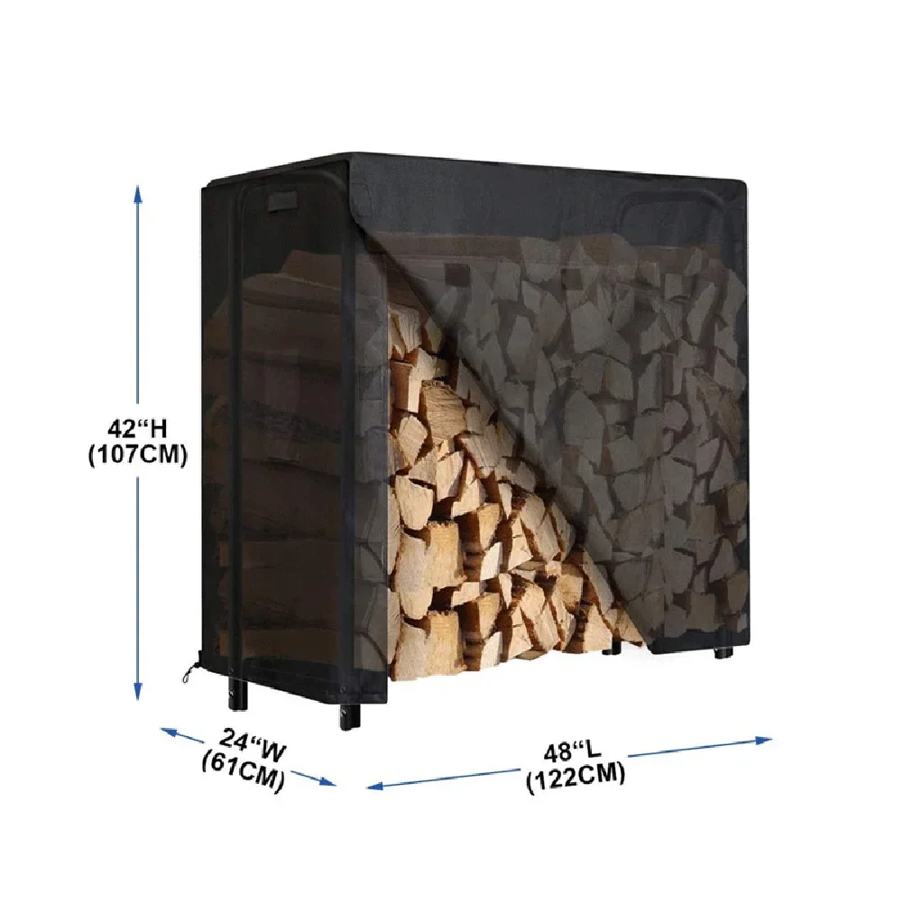 Heavy Duty Firewood Log Rack Cover With Oxford Cloth Waterproof Coating And Downward Air Mesh Vents For Firewood Preservation