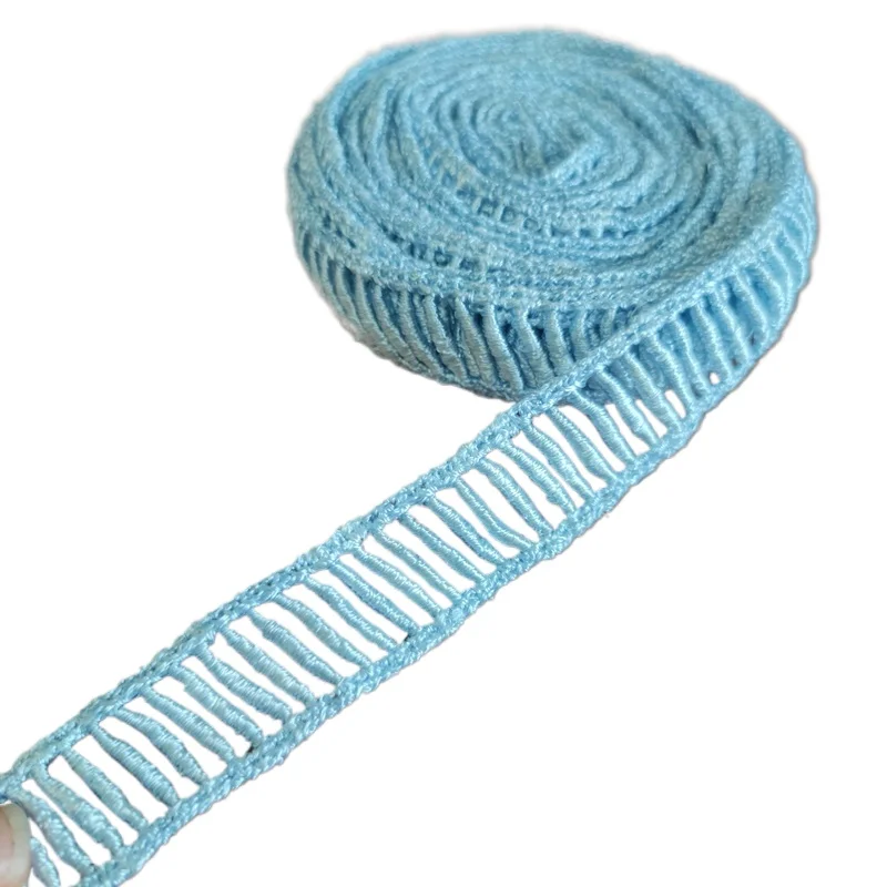 Ladder Lace Light Blue Polyester Hollow Out Embroidered Lace Trim Ribbon Fabric Handmade Sewing Supplies 3Yards/Lot