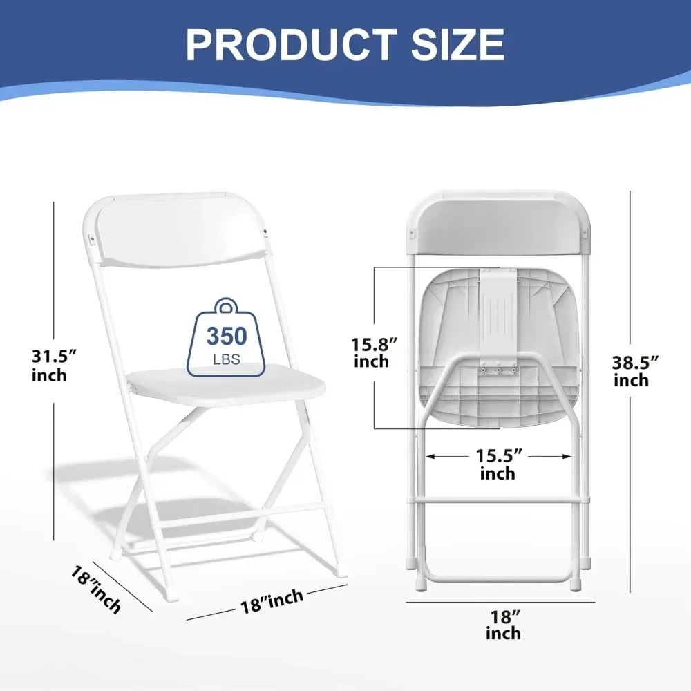 Klapstoelen, capaciteit van 350 lb, draagbaar voor evenementen, kantoor, bruiloften, picknicks, keuken, terras