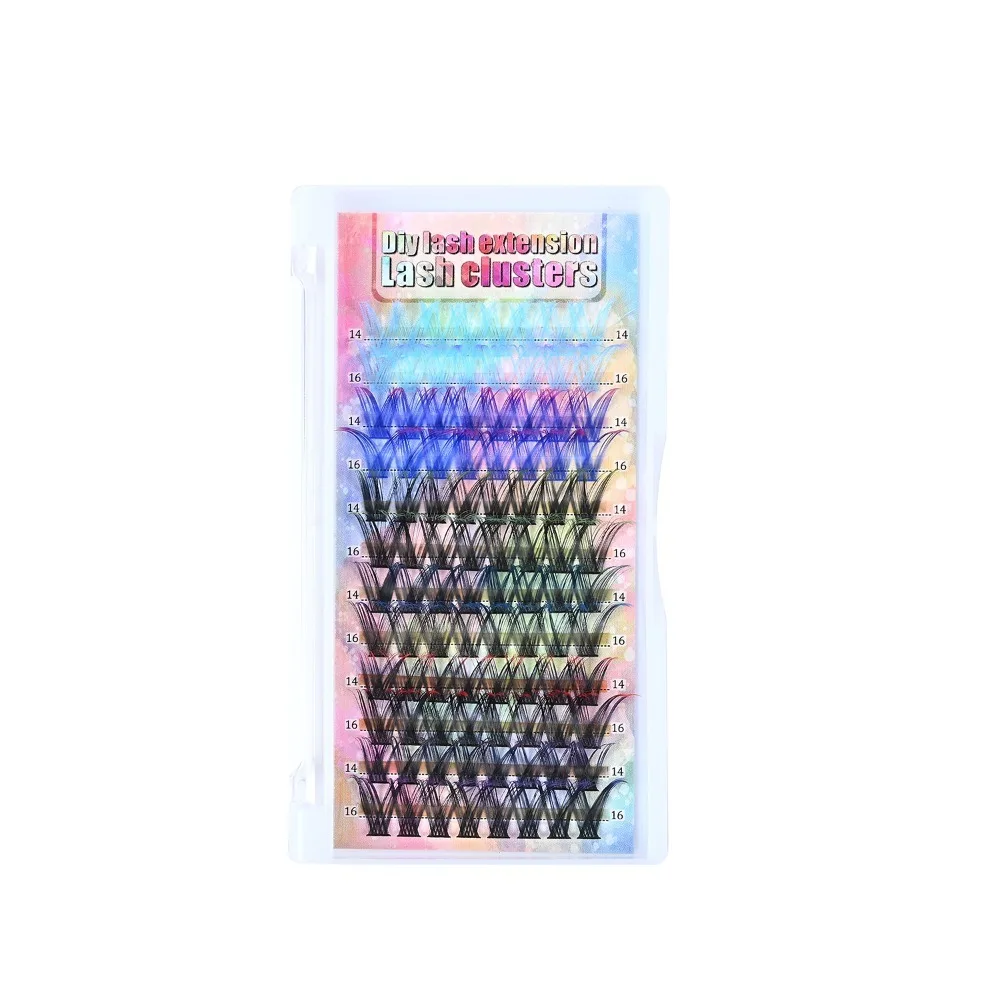 Colorful 3D Mink Effect Segmented False Eyelashes Mixed Length D Curl DIY Grafting Eyelashes Single Cluster Soft Fluffy