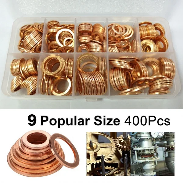 

400/200Pcs Copper Sealing Solid Gasket Washer Sump Plug Oil M5-M14 For Boat Crush Flat Seal Ring Tool Hardware Accessories