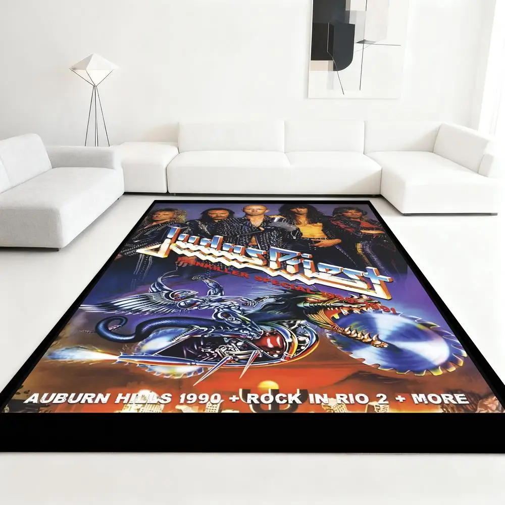 

J-Judas P-Priest Heavy Rock Floor Mat Soft Thickened Absorbent Non-Slip Bedroom Living Room Door Mat Home Decor Flannel Rugs