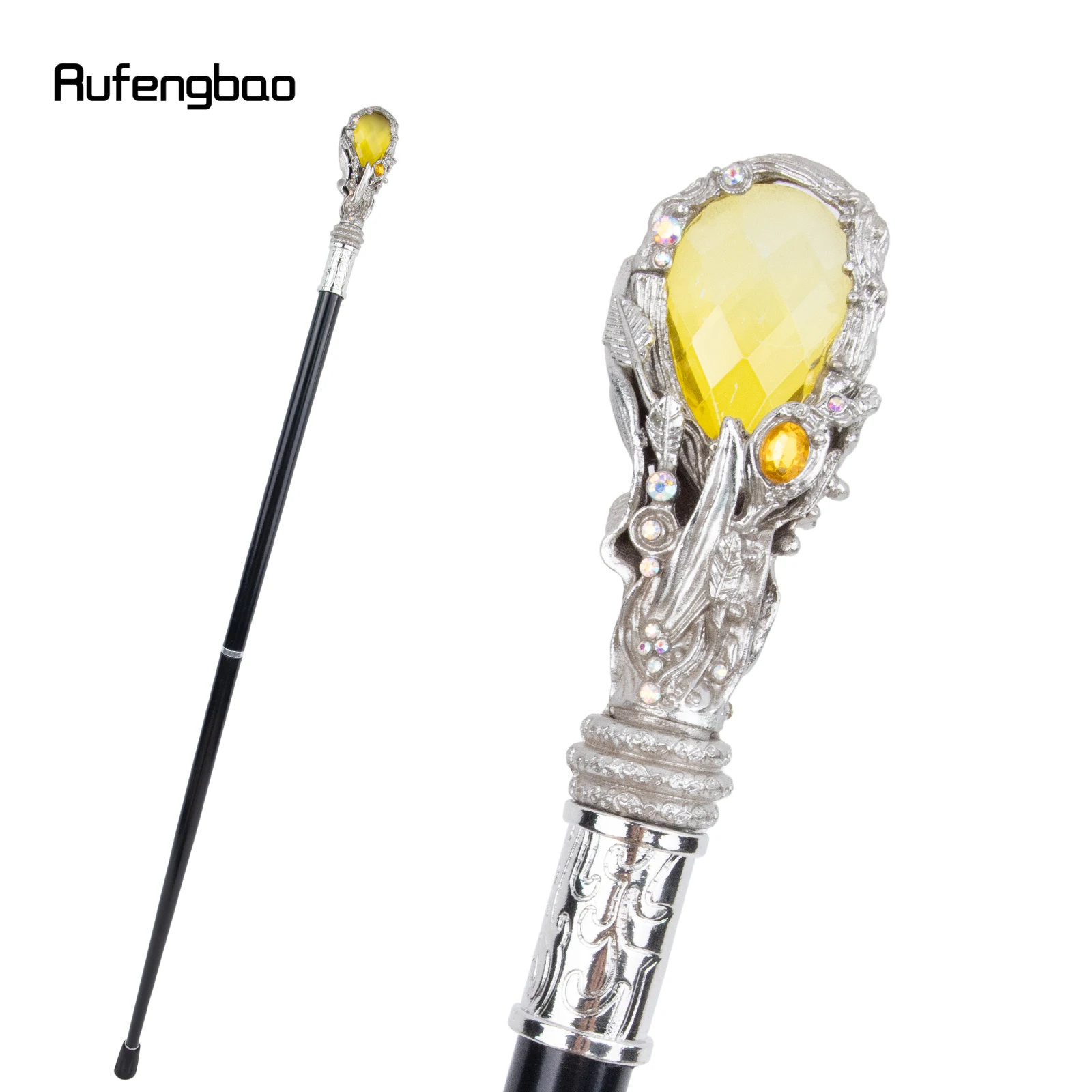 Diamante amarelo tipo bengala dourada, bengala decorativa de moda, cosplay elegante cavalheiro, coroa de botão, 94cm