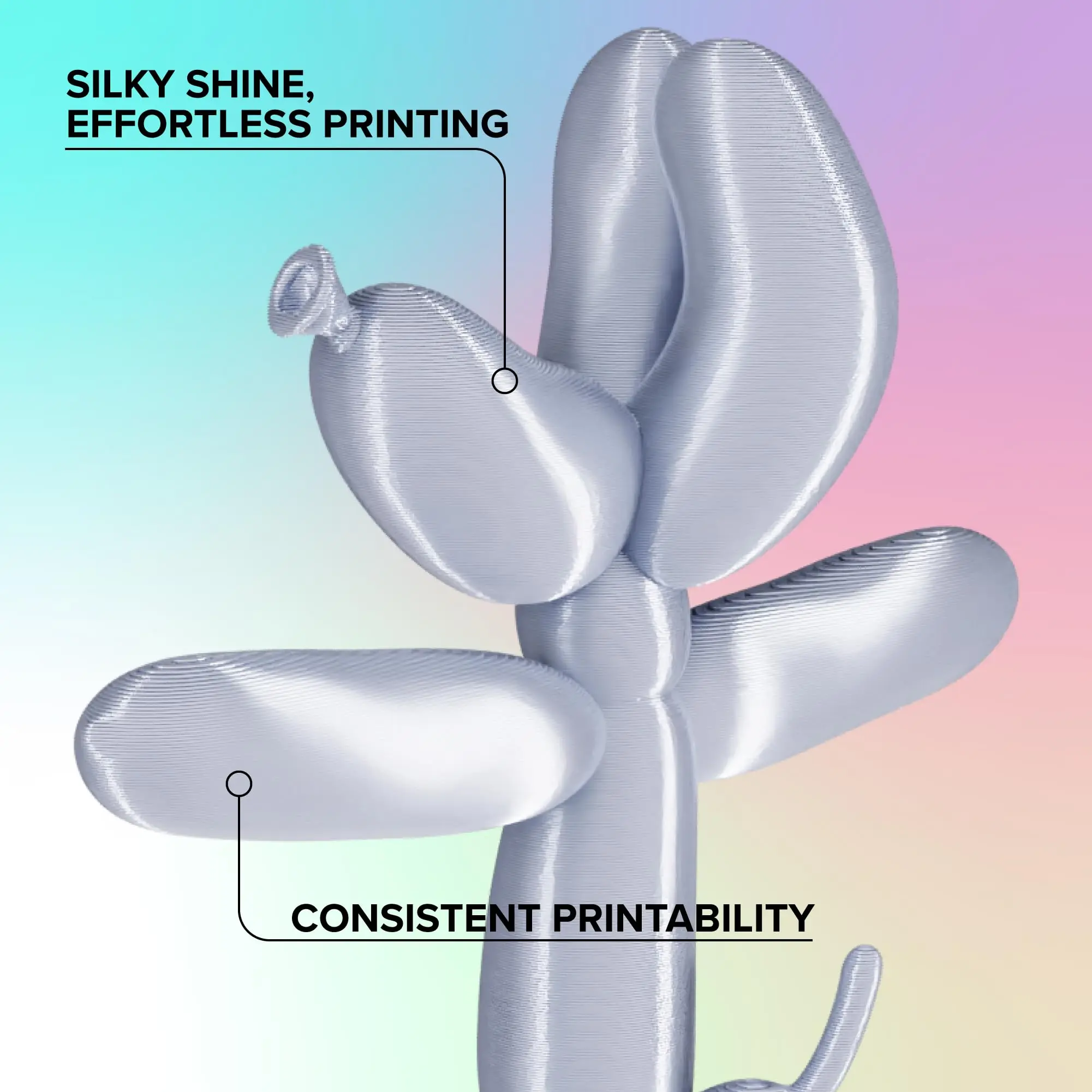 Silver Silk PLA 3D Printing Filament 1KG – 1.75mm Diameter, Silk-Like Gloss, Works with Bambu Lab, Creality & Anycubic