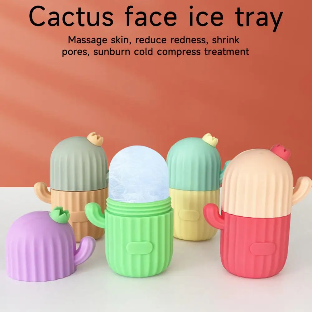 Ice Roller Massager Cactus Shape Silicone Face Ice Roller Mold for Puffy Eye Bag Removal Skin Care Tool Facial for Pores