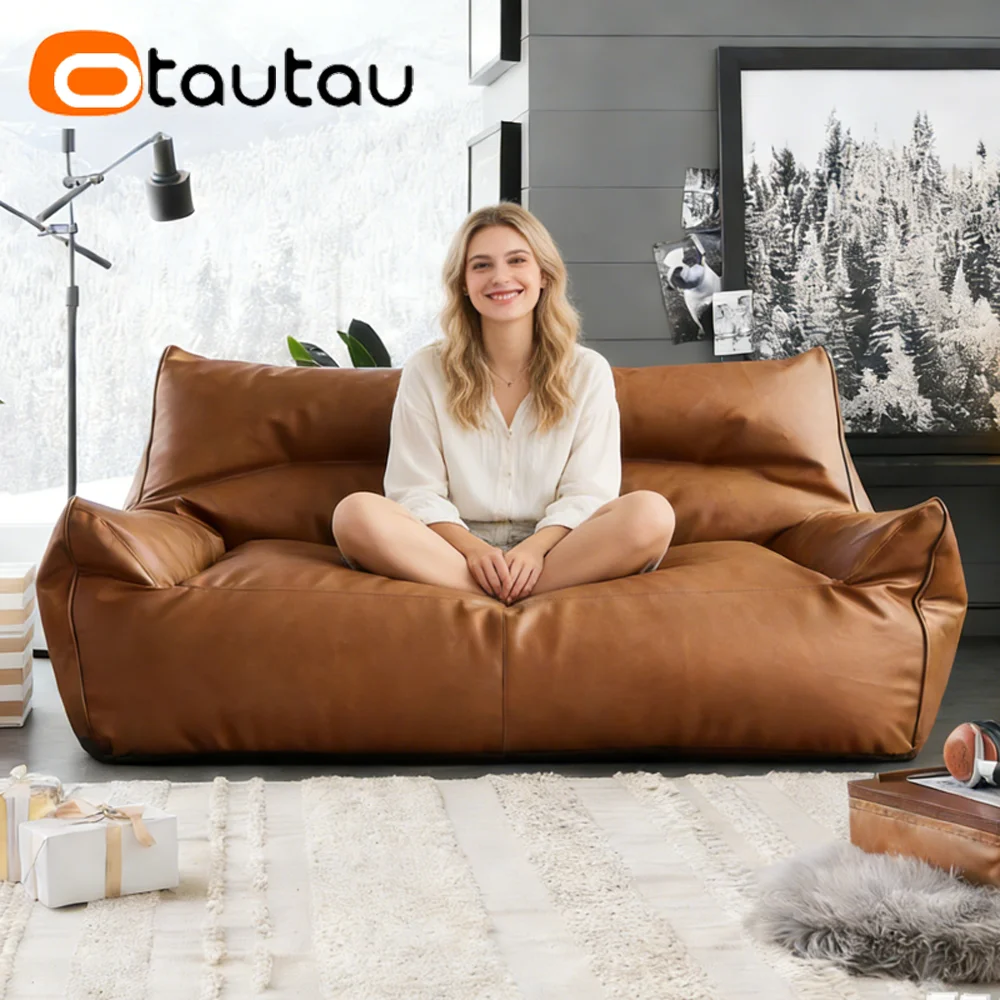 OTAUTAU Faux Leather Bean Bag Cover 1-2 Seat Couch Armchair Pouf Beanbag Cover SF433【No Filler!Need Buy Filler Yourself !】 view 4