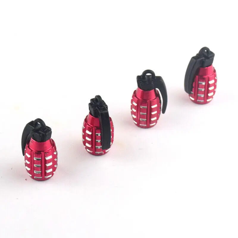 4pcs Red Grenades Car Wheel Tire Air Valve Tire Valve Stem Cap for F150 Titan Sierra Accessories