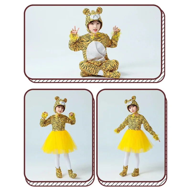 Ragazza ragazzo Bambini Animali Cosplay tigre Costumi Bambini Scuola materna Tuta tutu vestito Halloween Party Spettacolo scolastico Uniforme