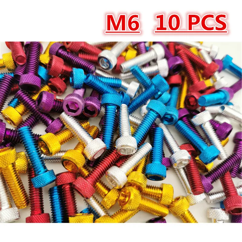 10PCS Motorcycle Screw Colourful Decal M6 Screws Moto Parts Universal Motorbike Screw 6MM Decorative Scooter Accessory Red Blue