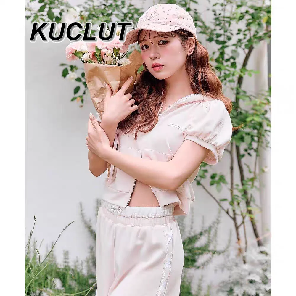 

Japanese Style Ladies T-Shirts Original Lace Casual Tees Femme Hooded Fashion Sweatshirt Short Sleeve Tops for Women Summer