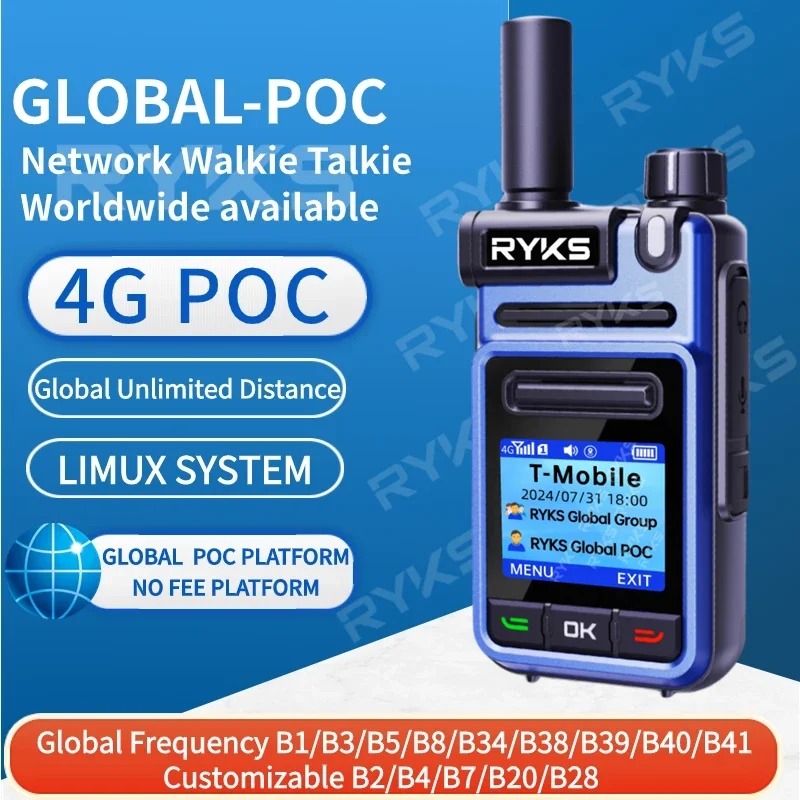 4G banda completa rádio em dois sentidos, Mini cartão SIM, Global Telefone Intercom, Outdoor Ham Walkie Talkie, Longo Alcance 5000km Par