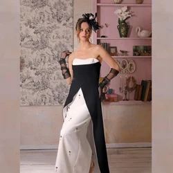 Customized Jersey Beading Draped Ruched Homecoming A-line Strapless Bespoke Occasion Gown Long Dresses