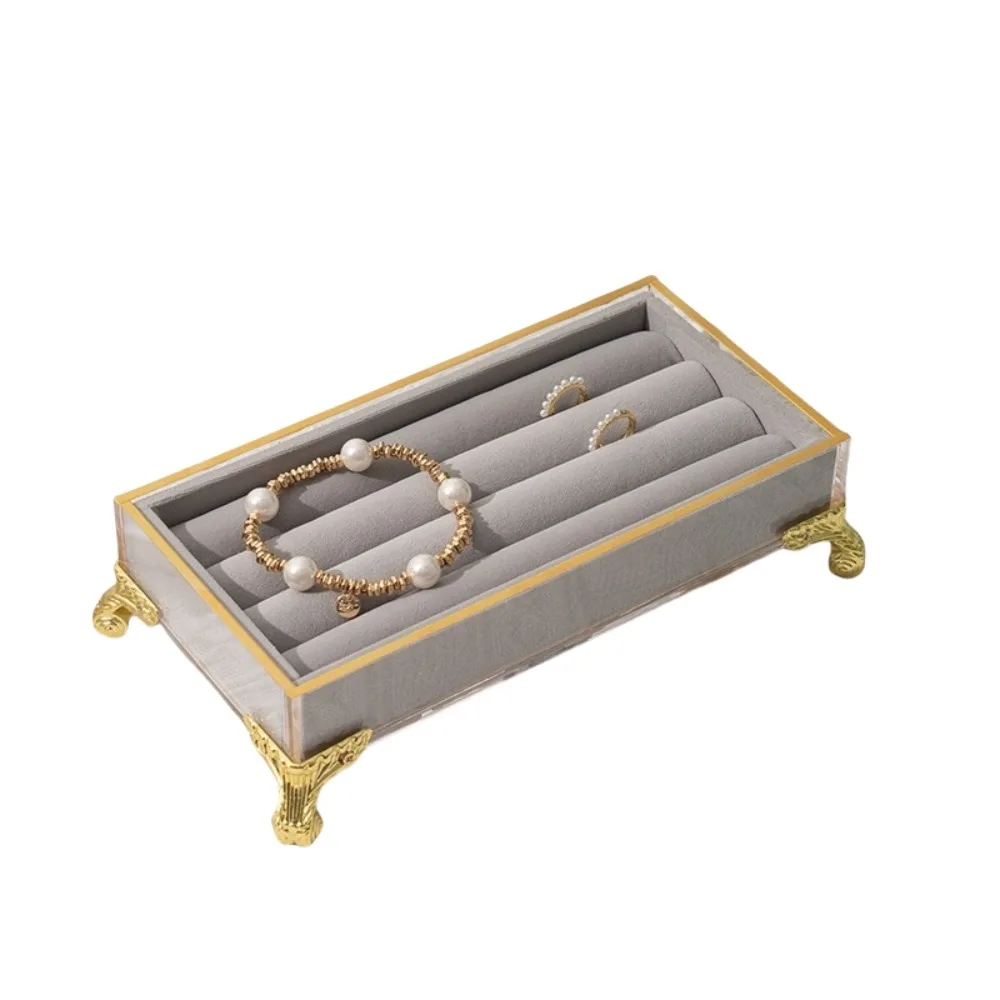 

Velvet Jewelry Display Stand Vintage Bracelet Necklace Jewelry Tray Holder Multifunctional Desktop Storage Jewelry Holder Box