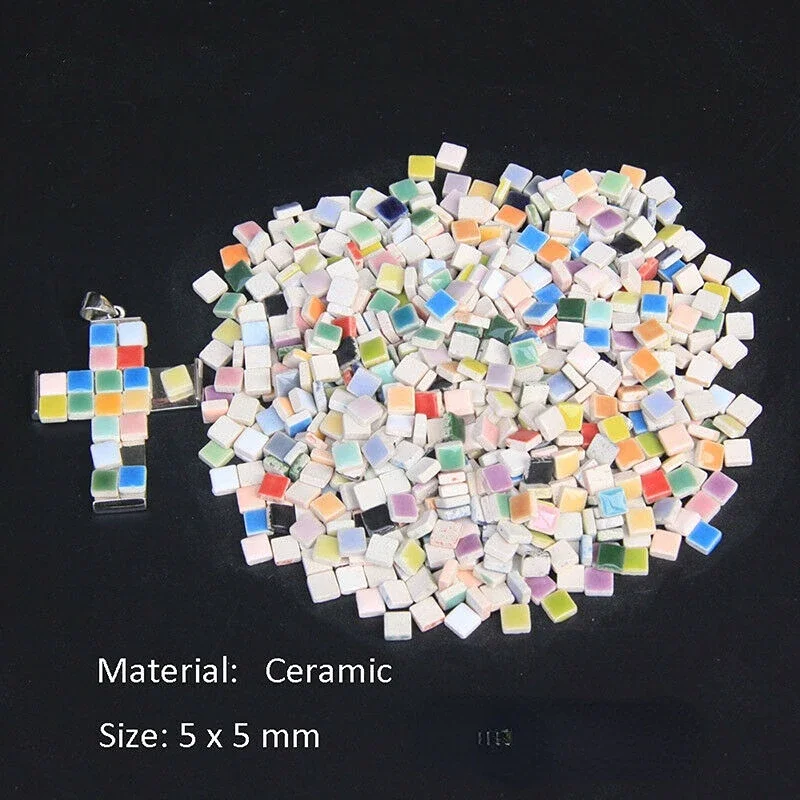 Azulejo de micro mosaico de cerámica de 5 mm, espesor: 3,5 mm, material para manualidades de pasatiempos DIY, mini azulejo de mosaico de porcelana pequeño DIY