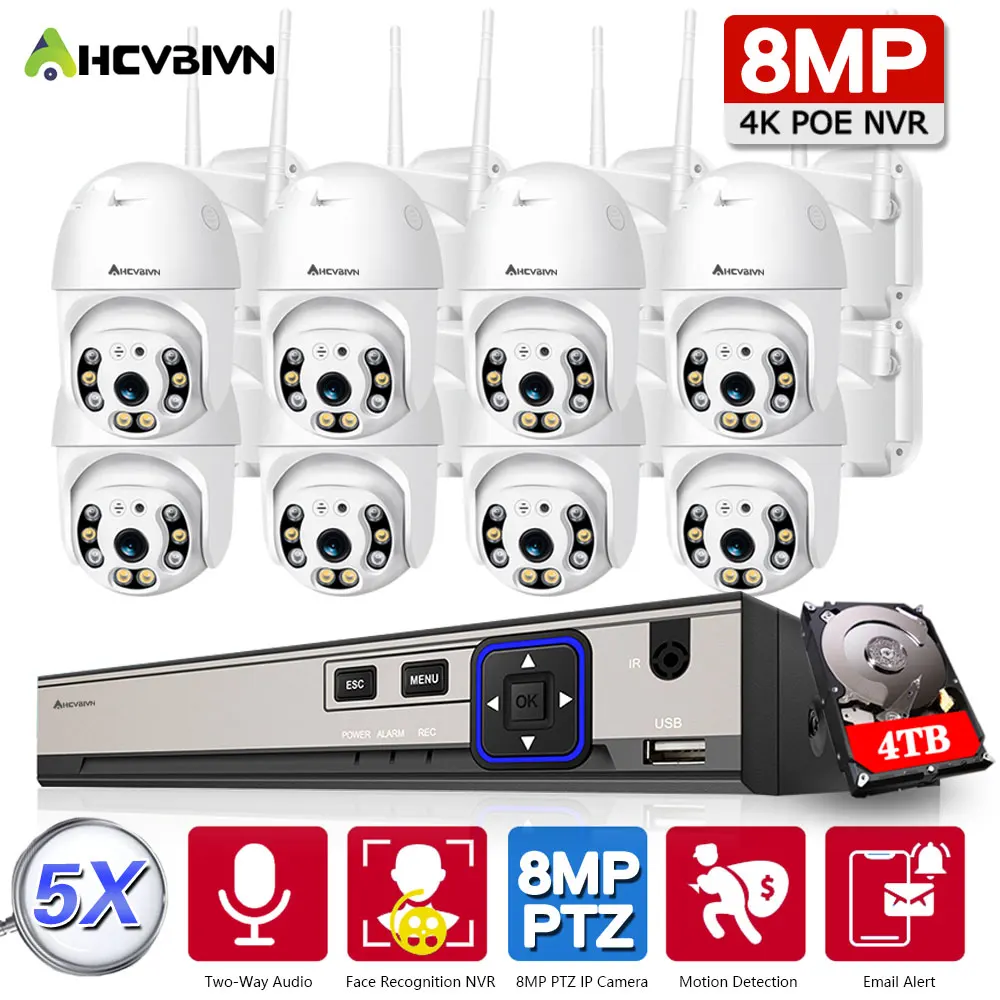 

8CH 8.0MP HD Audio POE NVR Kit P2P 4K 5X Digital Zoom Outdoor Color Night Vision Security Network IP Camera WIFI CCTV System