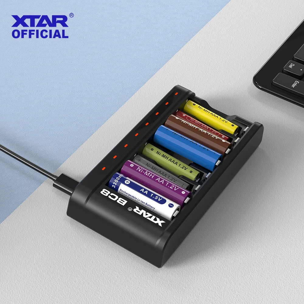 

XTAR 8slot 1.5V Battery Charger BC8 18W QC3.0 Charging Rechargeable 1.5V Li-ion 1.2V Ni-MH AA AAA Batteries Intelligent Charger