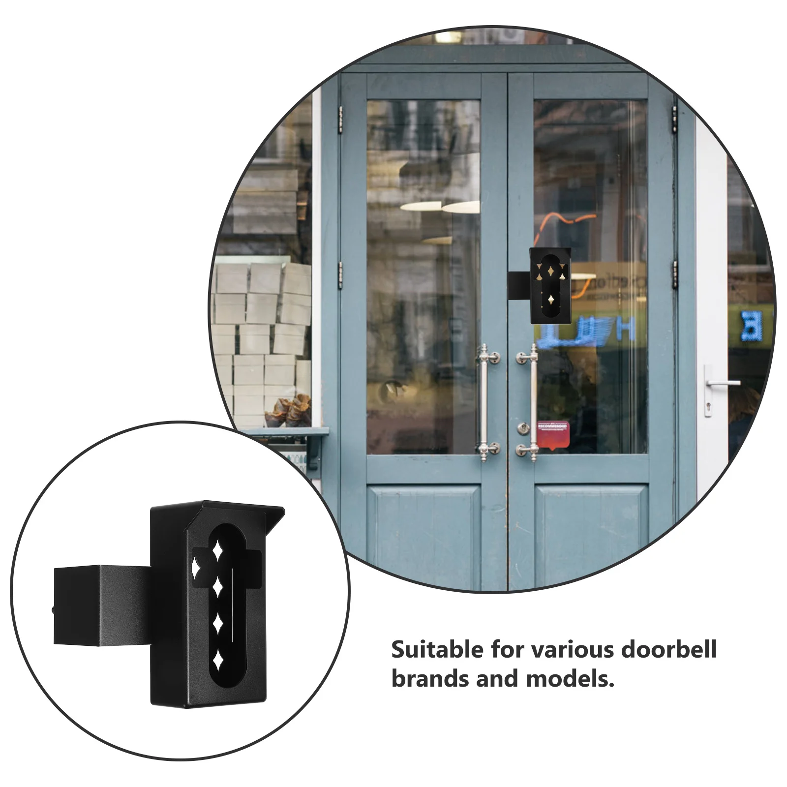 حامل وميض مثبت على جرس الباب مضاد للسرقة، توافق عالمي لحماية الطقس، دعامة معدنية سهلة التركيب #2