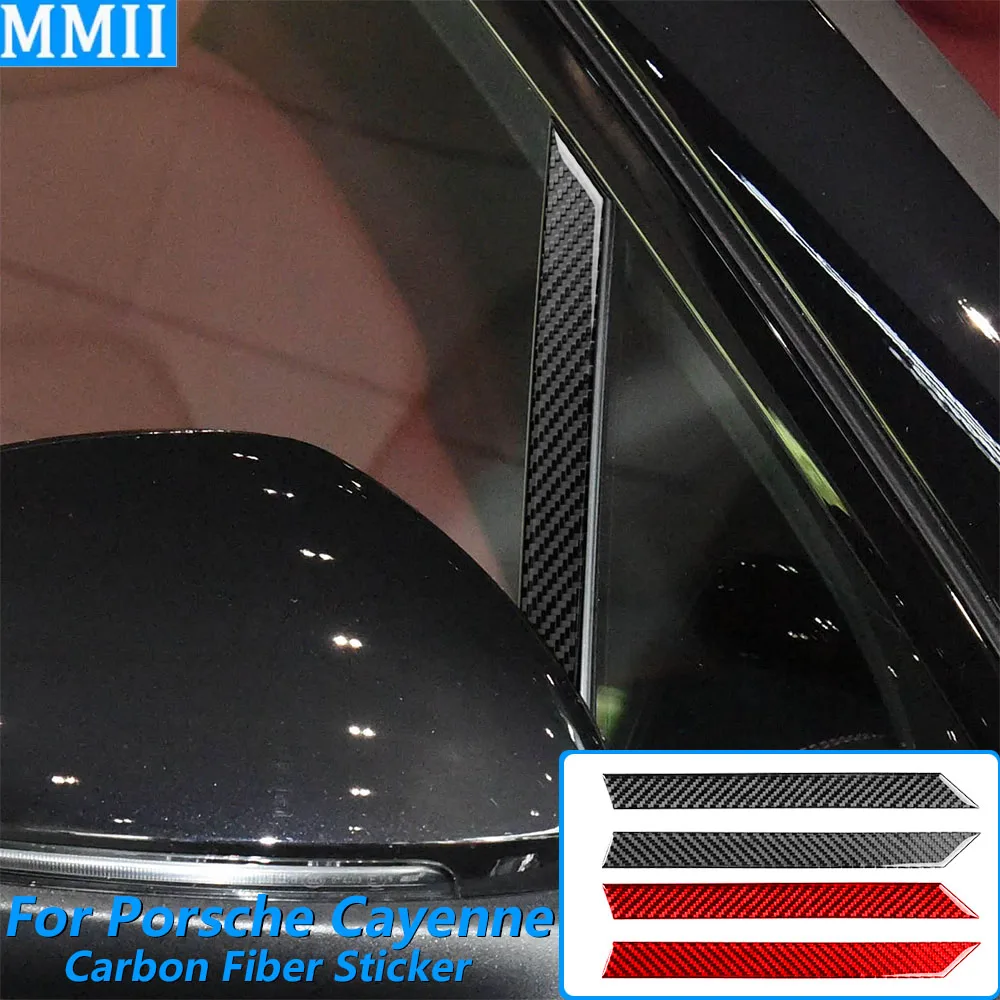 

Для Porsche Cayenne 9Y0 9YA 9YB E3 2018-2023: Накладки на внешние оконные стойки из настоящего карбона, аксессуары для автомобиля, наклейки