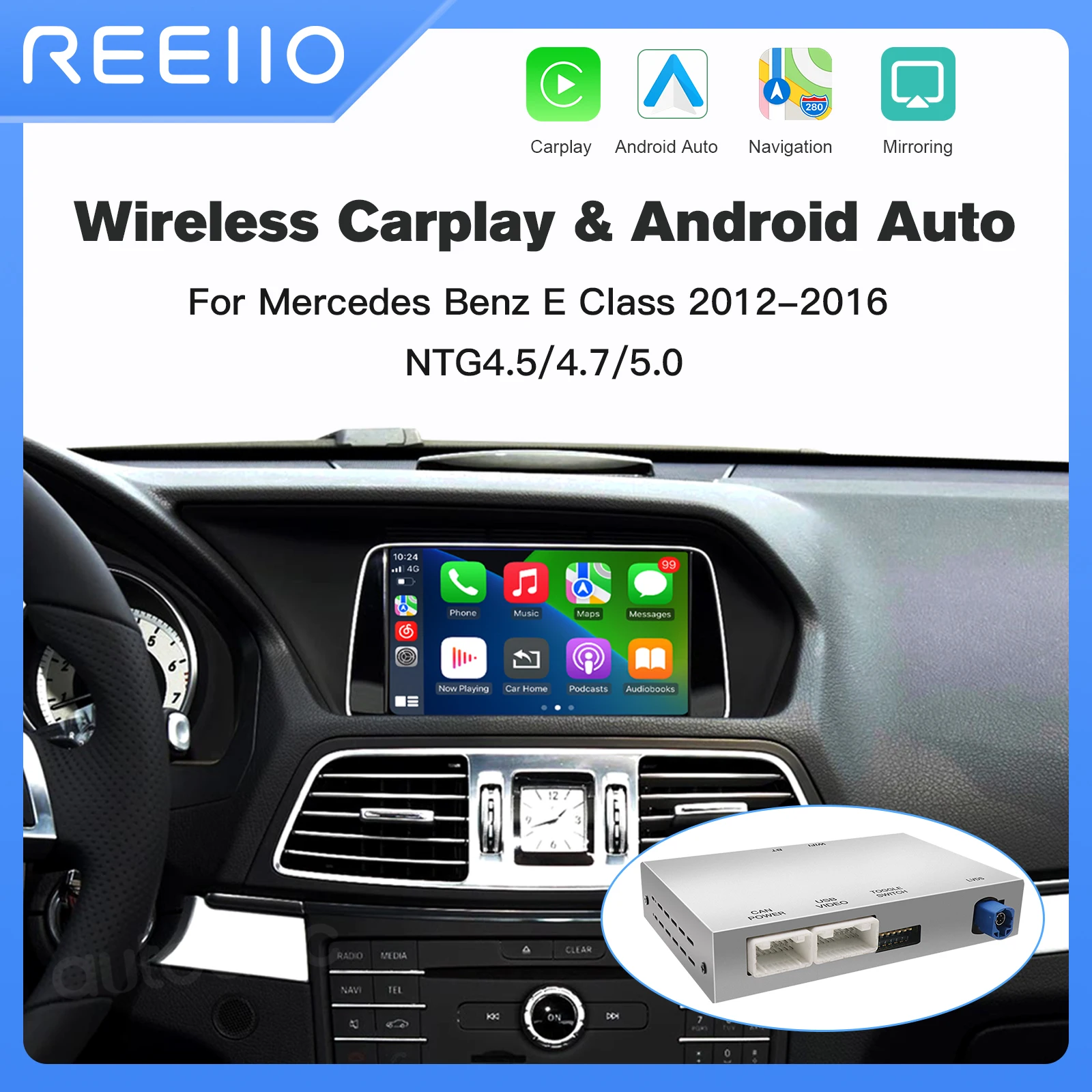 Wireless CarPlay Android Auto per Mercedes Benz Classe E W212 E Coupe C207 2012-2016, con Mirror Link AirPlay Car Play