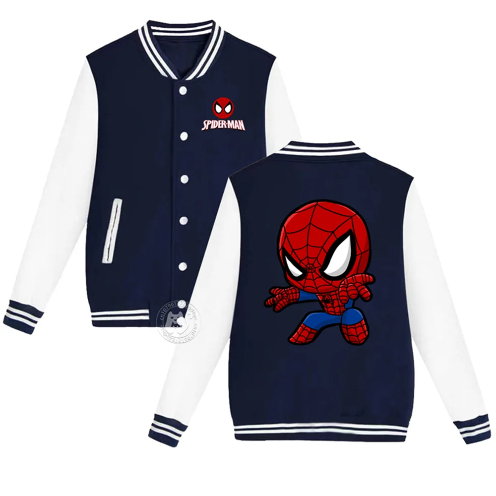 Kids Fall/Winter Superhero Spider-Man Simple Print for boys and girls 2-14 years old Thickened warm coat tops Youth baseball uni