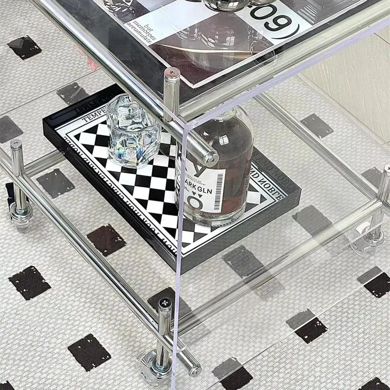 Medieval acrylic trolley living room ins sofa side several bedside tables Internet celebrities removable stainless steel shelves