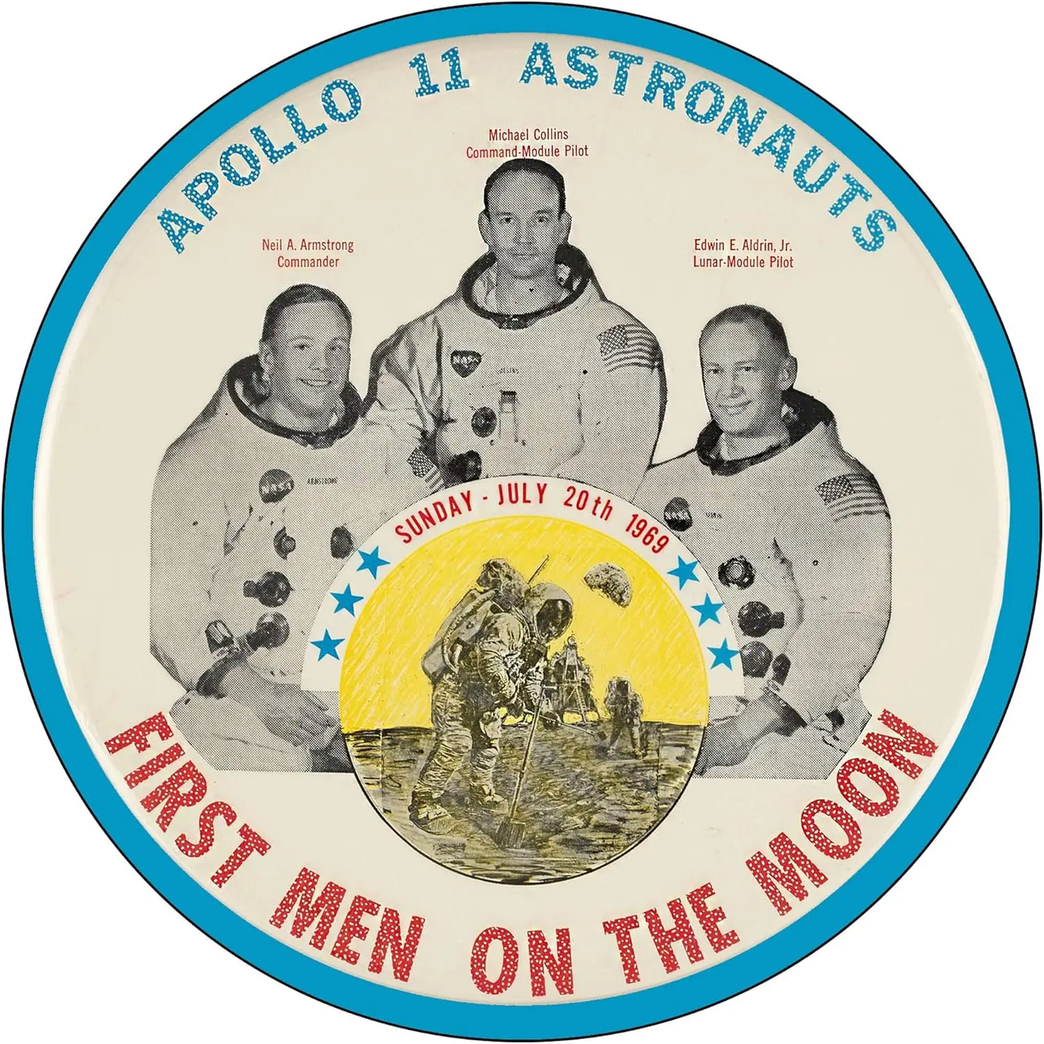 Vintage Gas Sign Reproduction Vintage Metal Signs Round Metal Tin Sign For Garage And Home 8 Inch Diameter – Apollo 11 Astronaut