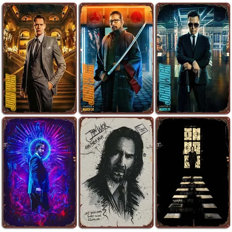 

Vintage Metal Signs for Bar Garage Coffee Bar Wall Art Decoration John Wick Movie Posters Room Decor Tin Sign Plate Retro Home