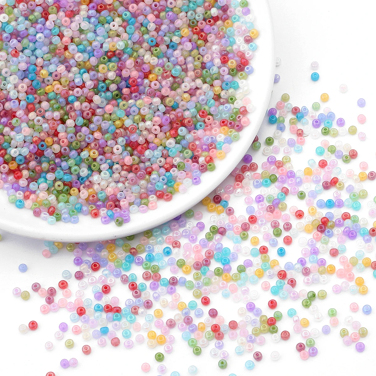2/3/4mm Cream Cloud Fantasy Glass Rice Beads for DIY Necklace, Bracelet, Earrings 0.8mm/1.5mm Hole 10g/Bag (660/220/100pcs)