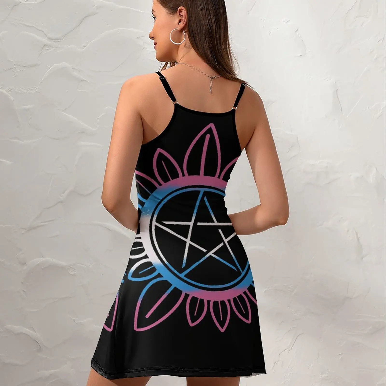 Transgender Supernatural Tattoo Graphic Cool Exotic  Woman's Gown  Women's Sling Dress Funny Vintage  Clubs Suspender Dress