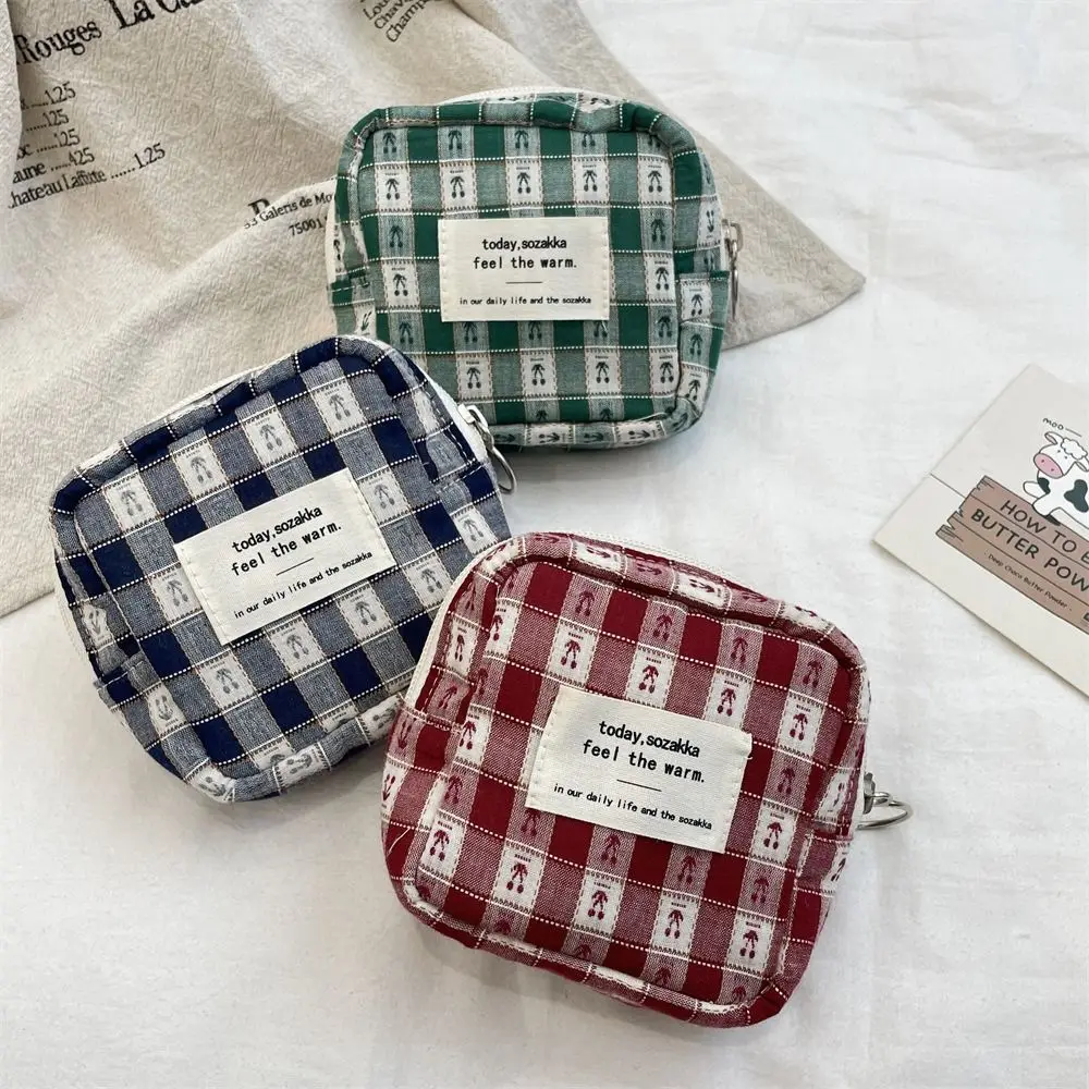 

Cute Large Capacity Pencil Bag Multi-functional Lace Makeup Bag Cherry Plaid toiletry bag Women
