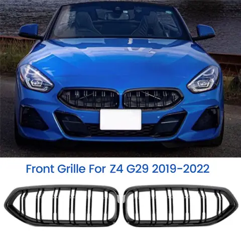 탄소 섬유 스타일 자동차 전면 그릴 프레임 커버 트림, BMW Z4 G29 2019-2022 용, 2 개