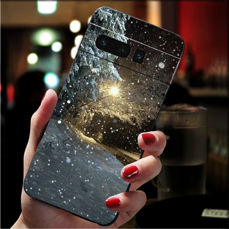 حافظة هاتف لهاتف جوجل بيكسل 10 9 برو XL 9A 8 7 6 Pro Pixel 8A 7A 6A بكسل 8 7 6 5 منظر طبيعي شتوي فاتح ثلج #5