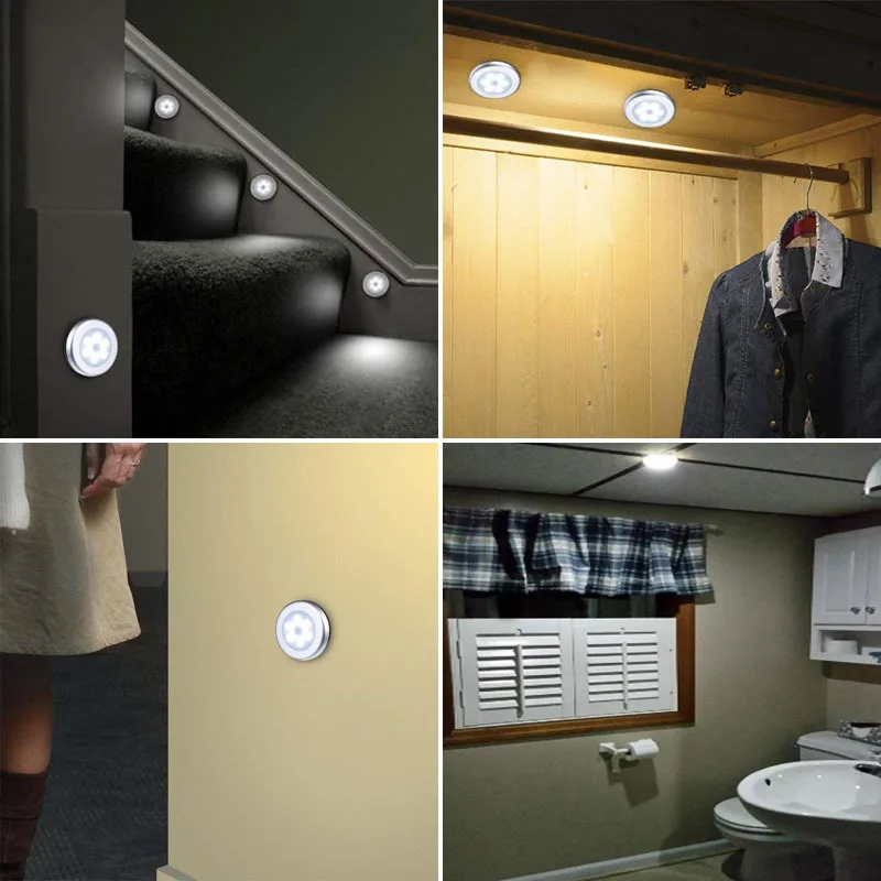 Night Light With PIR Motion Sensor LED Battery Lamp Strong Magnetic For Bedroom Bedside Kitchen Cabinet Lighting