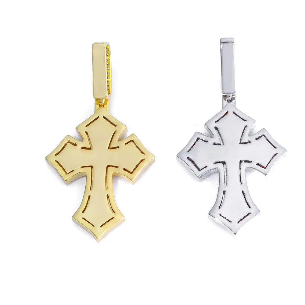 Hip hop Pop Pendant Necklace Colored Diamond Cross Cuban Rope Chain Solid Brass Gold Plated Silver Plated Jewelry