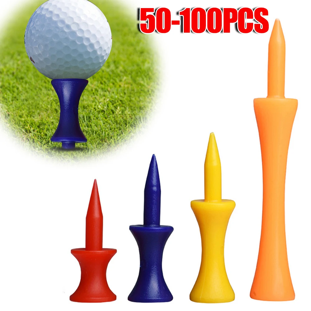 50/100pcs Colorful Plastic Golf Tee Stable Plastic Castle Golf Tees Reusable Professional Height Control Castle Tee for Practice