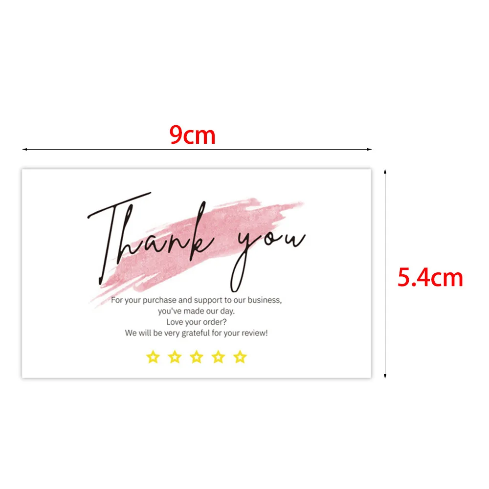 30PCS Pink Coated Craft Paper Thank You Cards Gift  Box Packages Good Review Packaging For Small Businesses