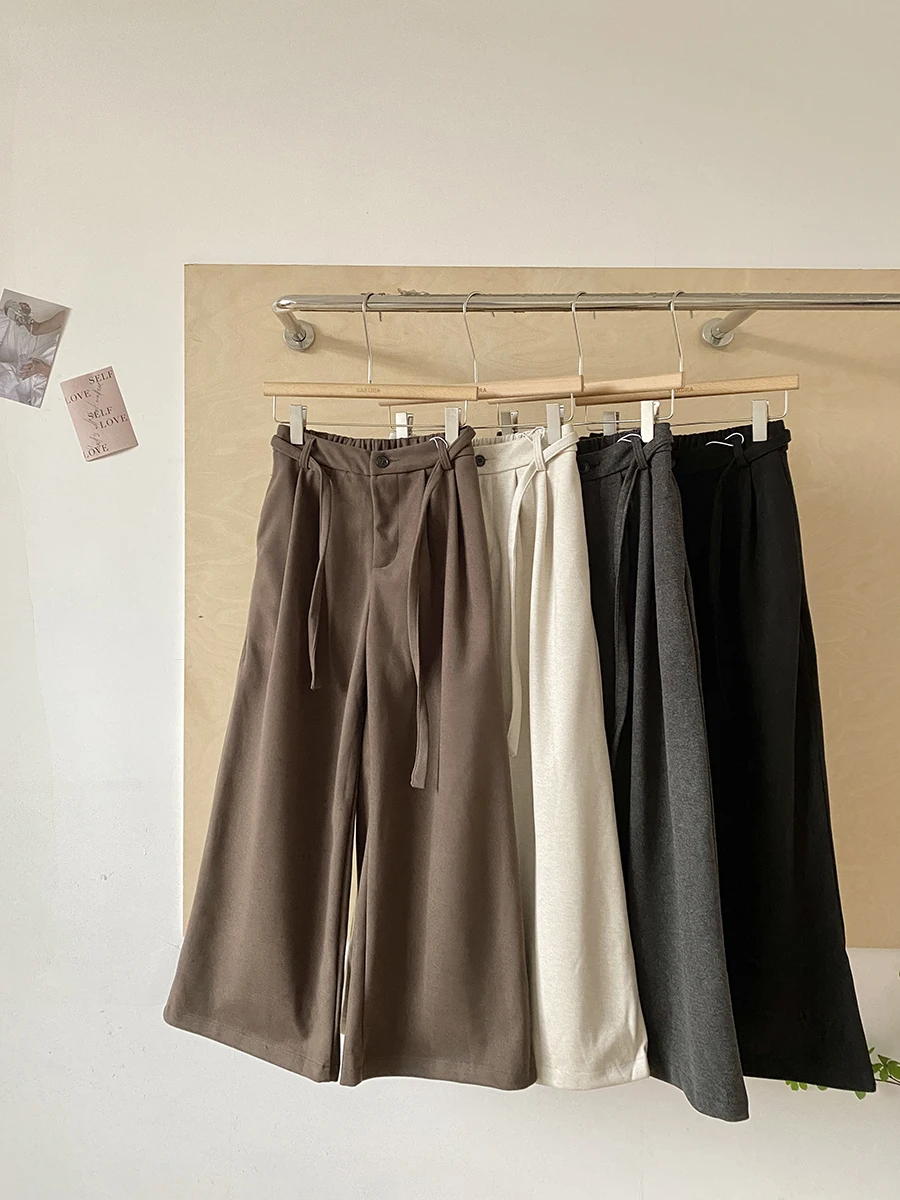 

Модные широкие брюки с высокой талией, женские свободные брюки прямого кроя, осенне-зимний новый стиль, корейский стиль, полиэстер