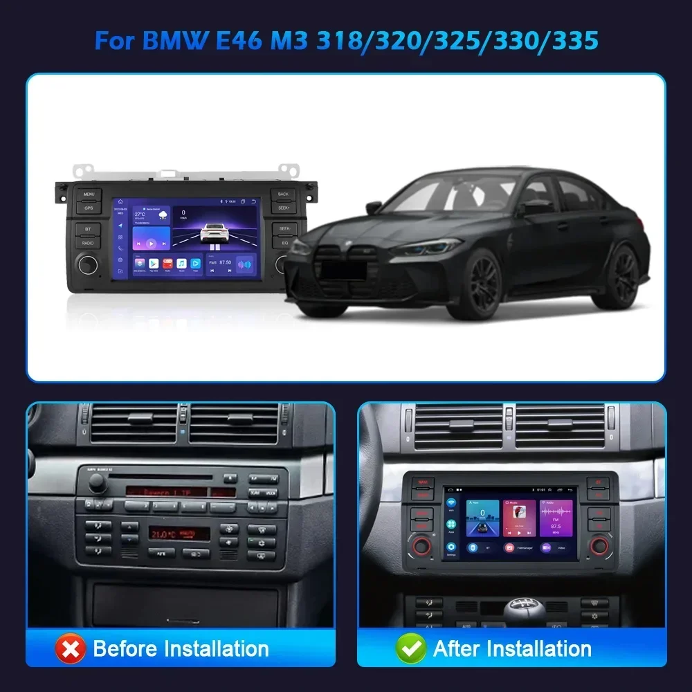 For BMW 3-Series 3 Series E46 1998-2006 Car Radio Android 14 Wireless Carplay Multimedia Player GPS Navigation Autoradio