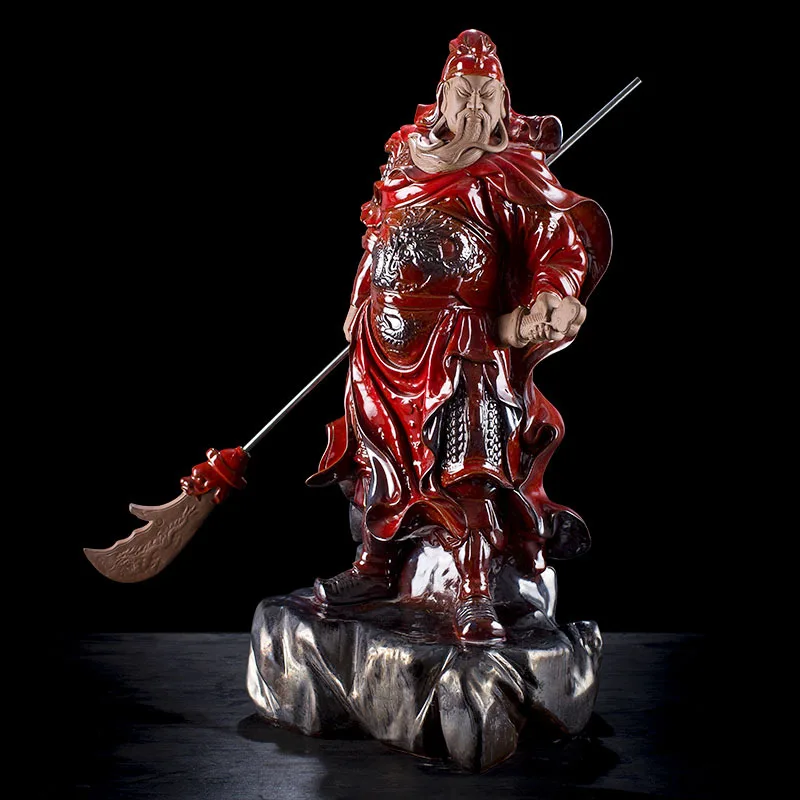 Chinese Home Decoration Feng Shui Guan Yu Decoration Big Guan Yu Ceramic Statue for Sale