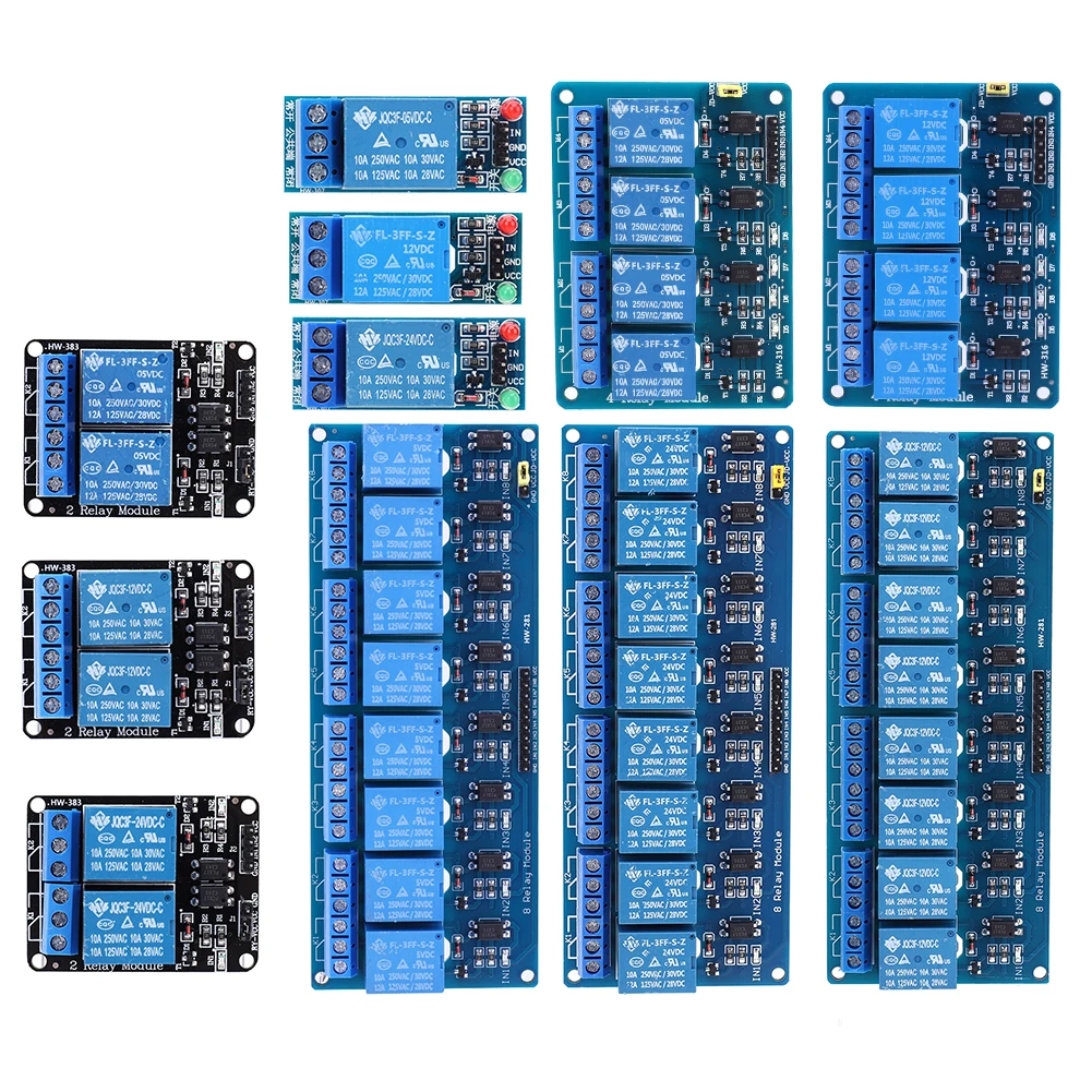5V 12V 24V Relay Board Support High Or Low Level Trigger Relay Switch Module with Optocoupler Isolation Electronic Components