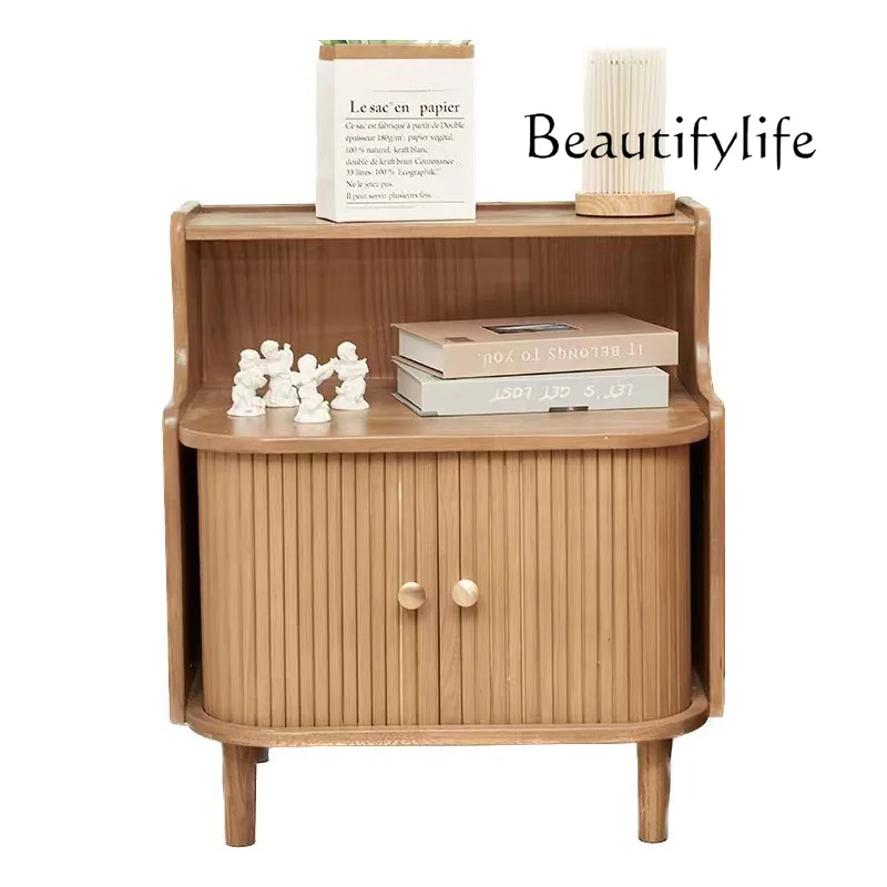 

Japanese-style solid wood bedside table rattan cabinet storage cabinet household hand-pulled cabinet multi-function