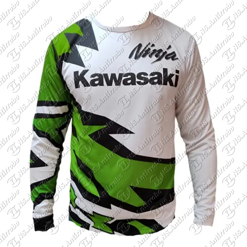 

25-26 Summer Men Kawasaki Motorcycle Quick Drying T-Shirt Locomotive Casual Breathable O-Neck Racing Suit KID/Adult Training Top