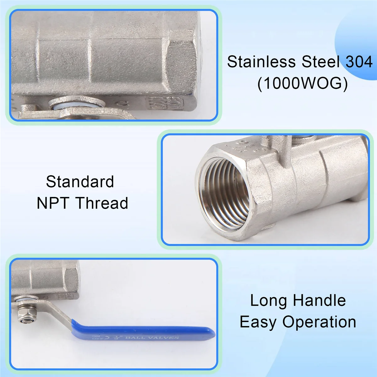 

ABYA 1/2 "stainless steel internal thread lever handle ball valve