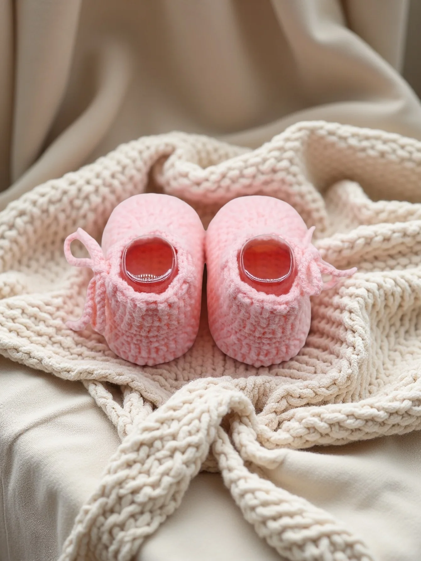 زوج واحد من أحذية الأطفال المصنوعة يدويًا، شباشب كروشيه وردية للرضع، من عمر 0 إلى 12 شهرًا